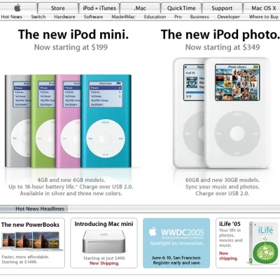 Apple iPod website 2005